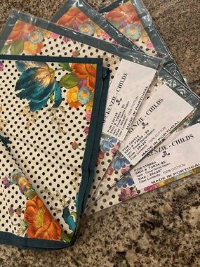Courtly Check, Courtly Stripe, and Flower Market Set of 4 Napkins
